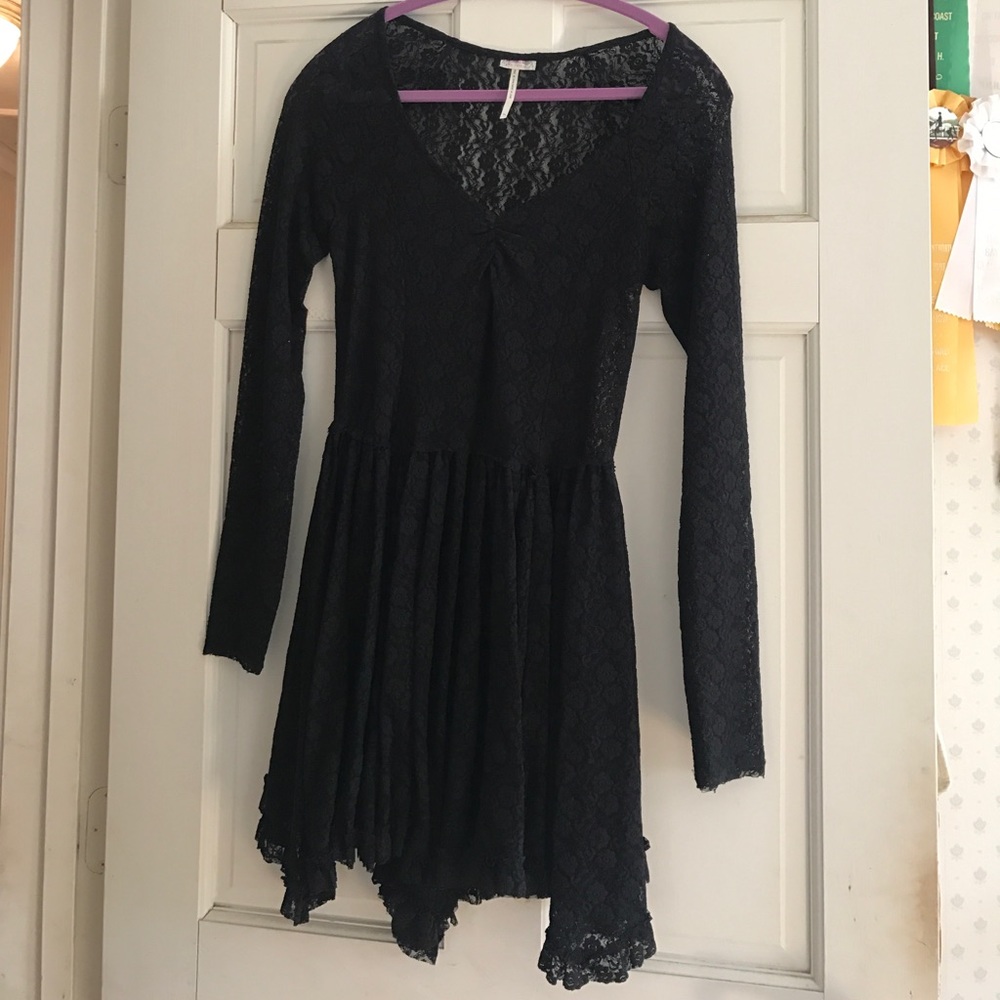 Free people black lace dress size small